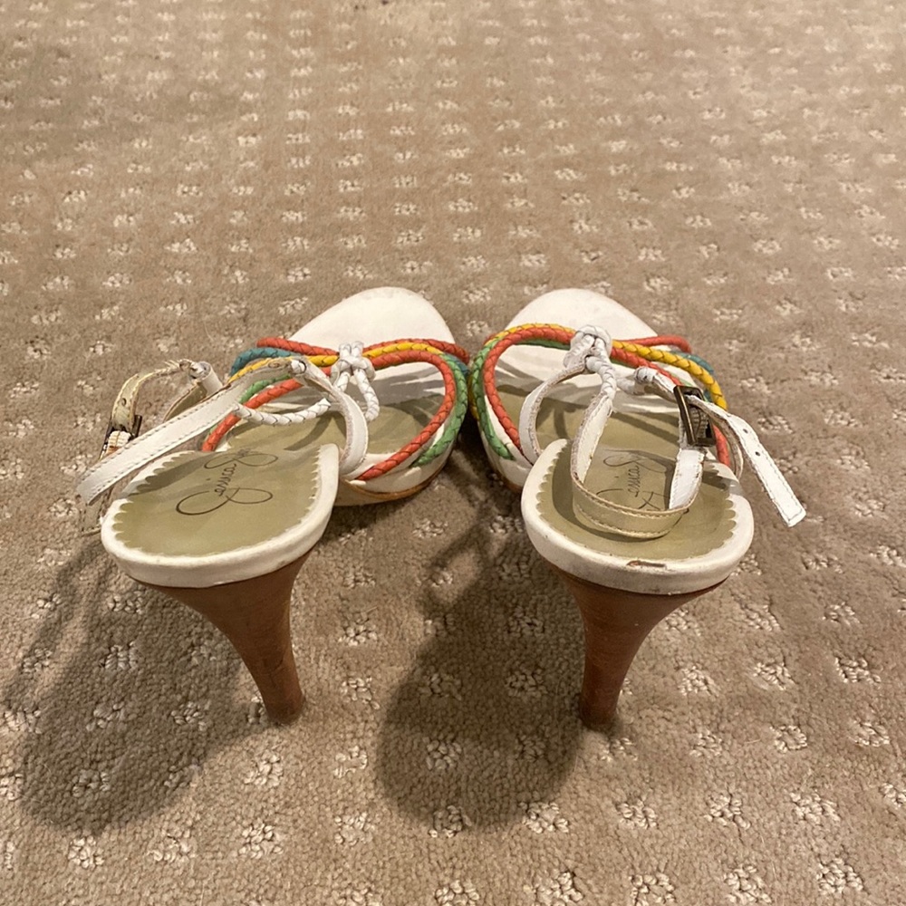 White heels- colored straps